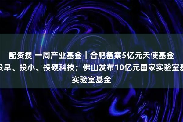 配资搜 一周产业基金｜合肥备案5亿元天使基金，投早、投小、投硬科技；佛山发布10亿元国家实验室基金